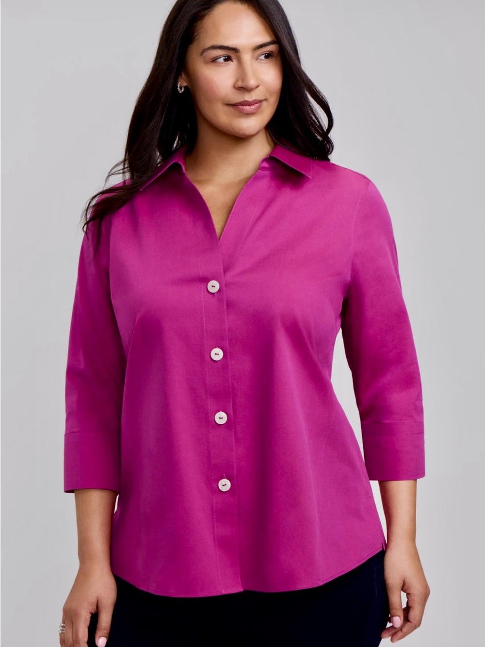 Foxcroft Paityn No Iron Pinpoint 3/4
Sleeve Shirt (22W)